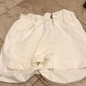 High Waist White Women's Shorts